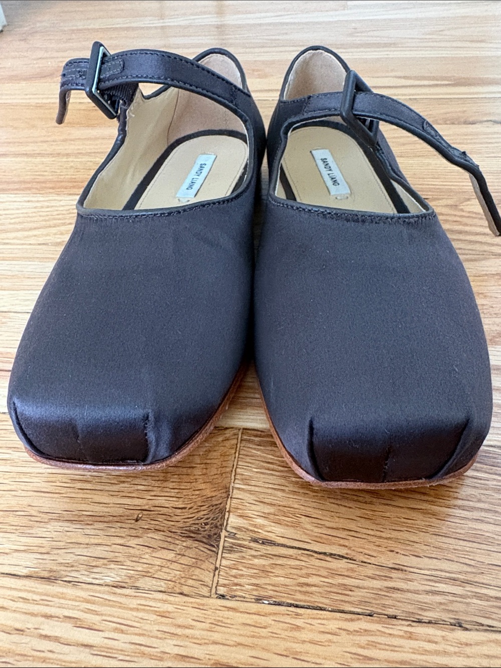 Sandy Liang Dark Brown Satin Mary Jane Flats - Picture 4 of 7